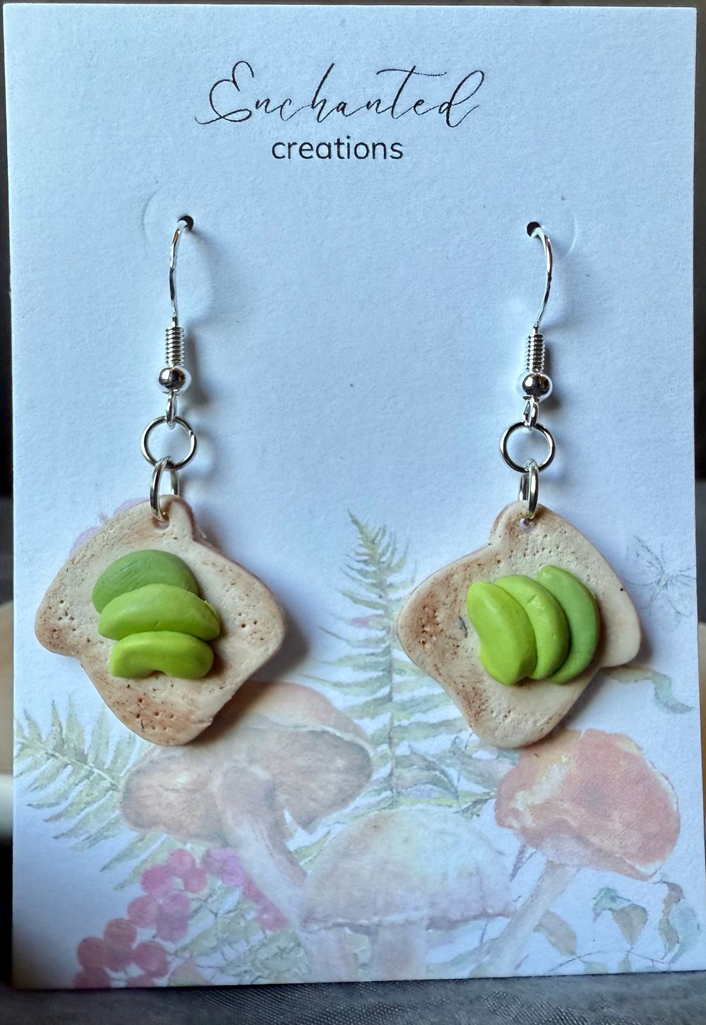 Avocado Toast Dangle Earrings – Handmade Clay Jewelry
