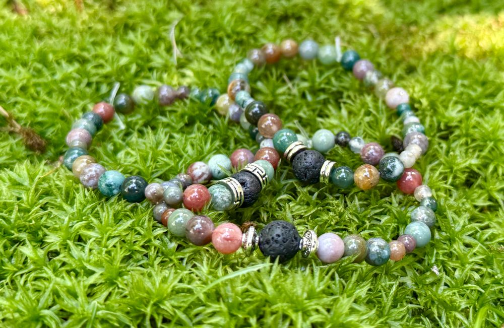Indian Agate Aromatherapy Bracelet with Lava Stone