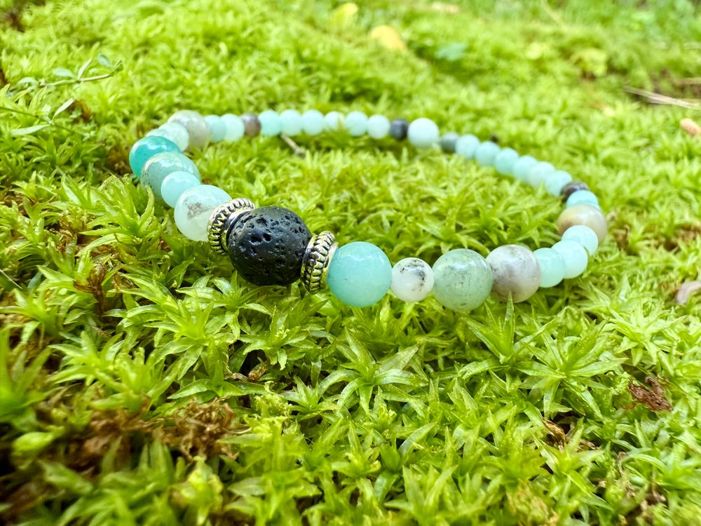 Amazonite Aromatherapy Bracelet with Lava Stone