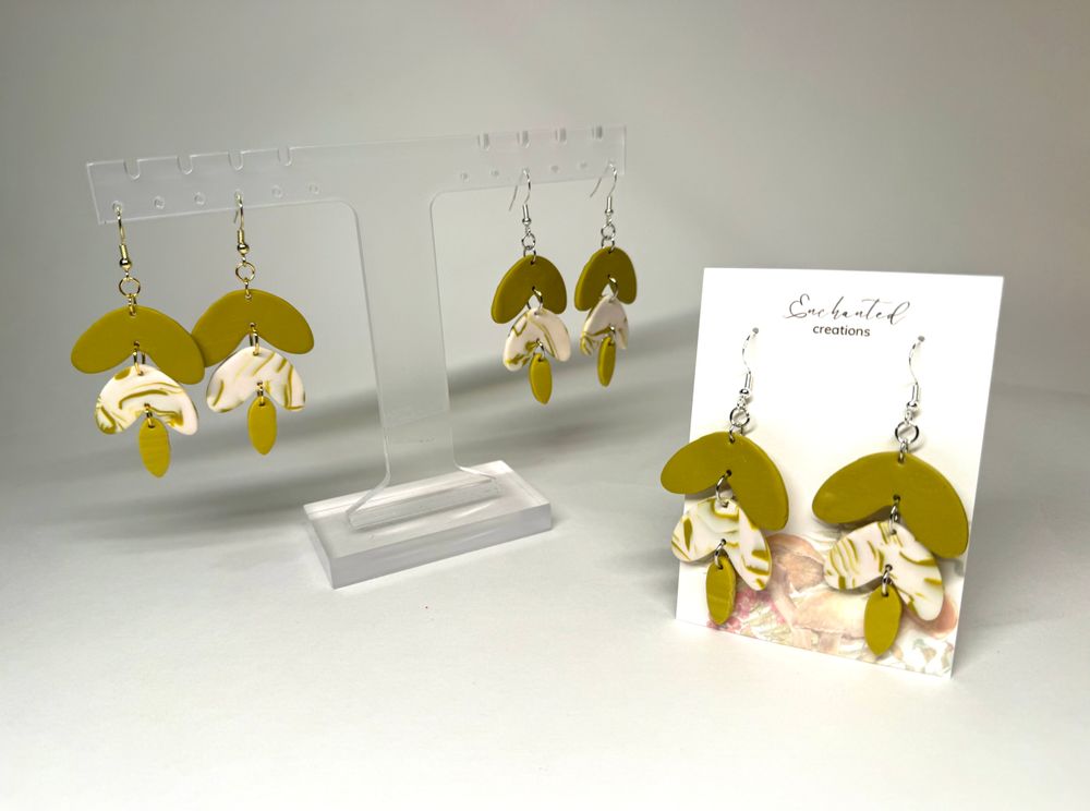 Cascading Clay Earrings – Golden Olive