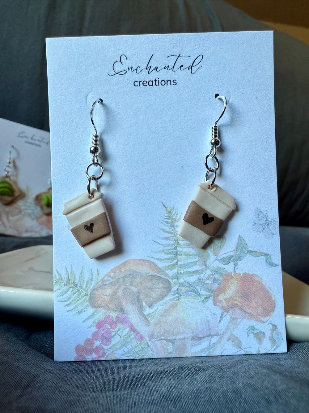 Coffee Love Dangle Earrings – Handmade Clay To-Go Cup